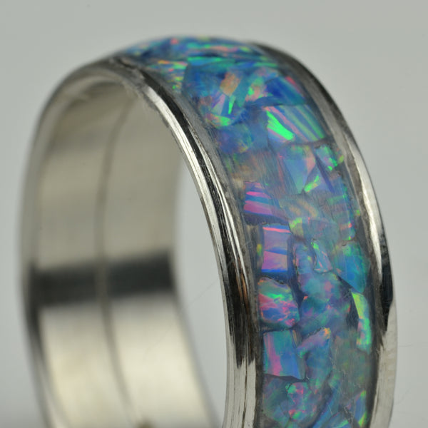 Cultured Opal - Marina (light blue with red and green fire)