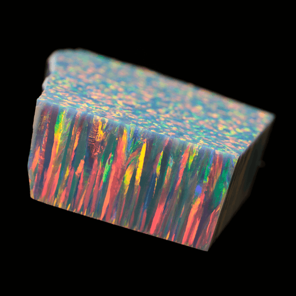 Cultured Opal FINE - Krakatoa (light gray with red and green fire)